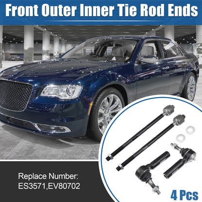 4 x Front Inner Outer Tie Rod End Links for Dodge Challenger Charger