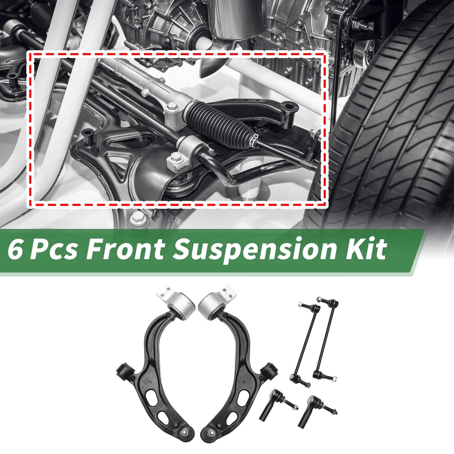 6 Pcs Front Lower Control Arms for Ford Flex (2010-2012)