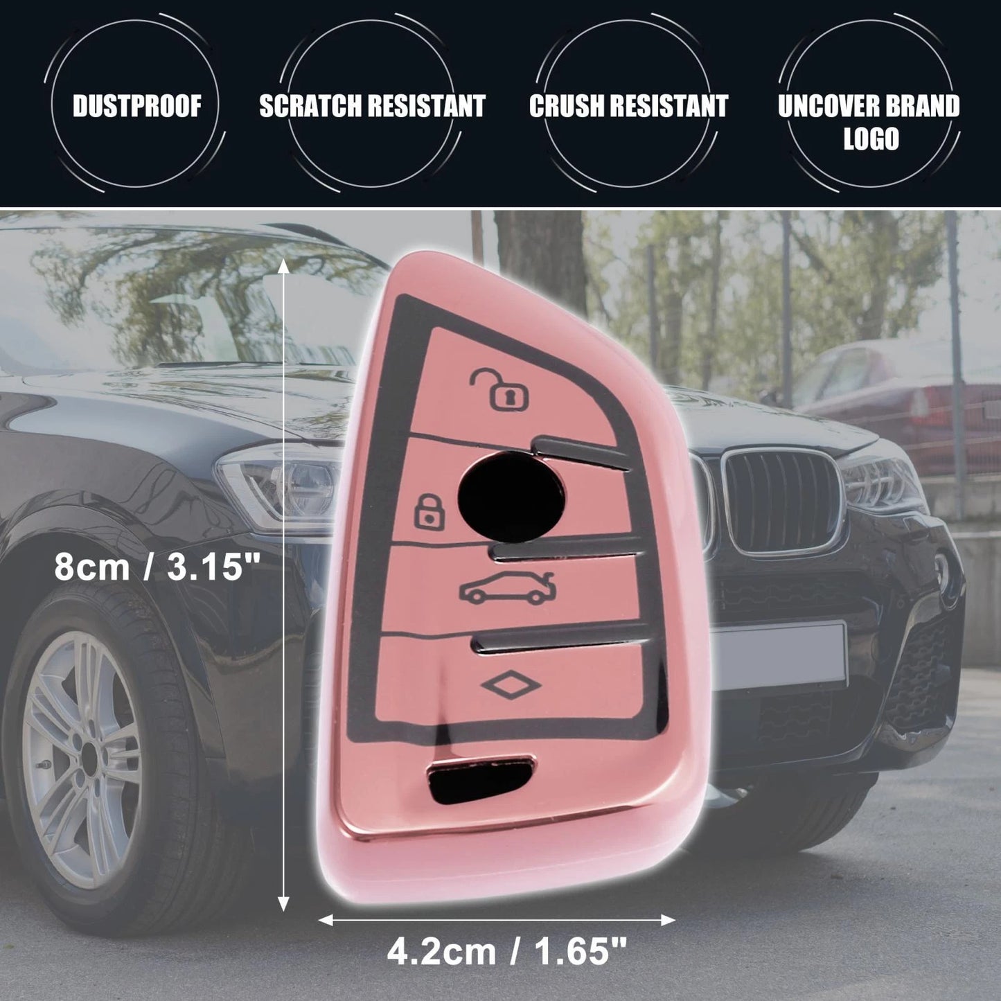 Key Fob Cover for BMW X1 X3 X5 X6 Remote TPU Case - Black Pink
