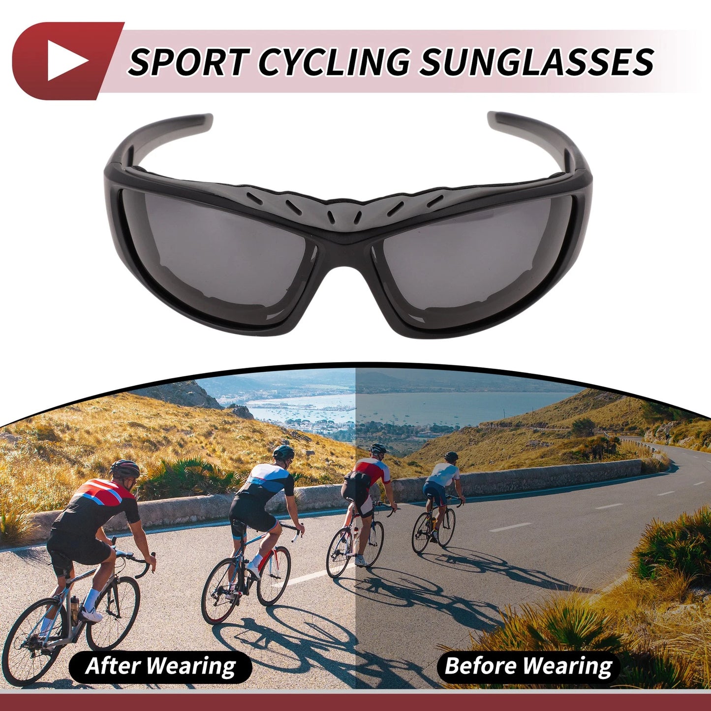 1Pc Goggles Deep Gray Lens Black Frame Tri-acetel Cellulose for Motorcycle