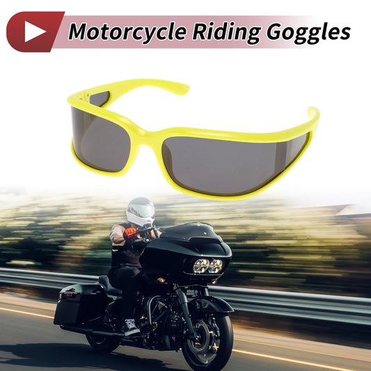 Motorcycle Riding Goggles Gray Lens Yellow Green Frame Tri-acetel Cellulose