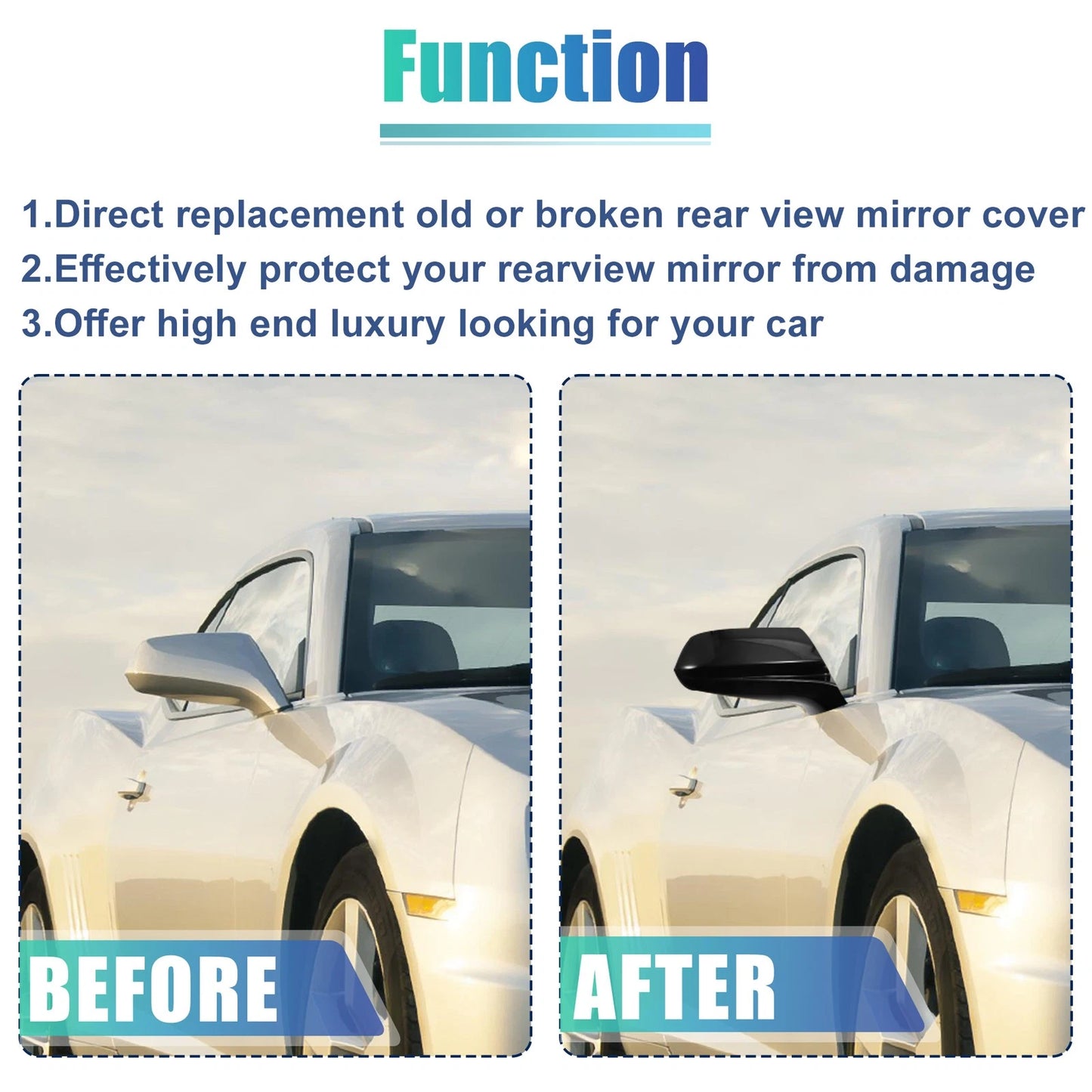 1 Pair Rearview Mirror Cover Trim Black for Chevrolet Camaro (2016 - 2023)
