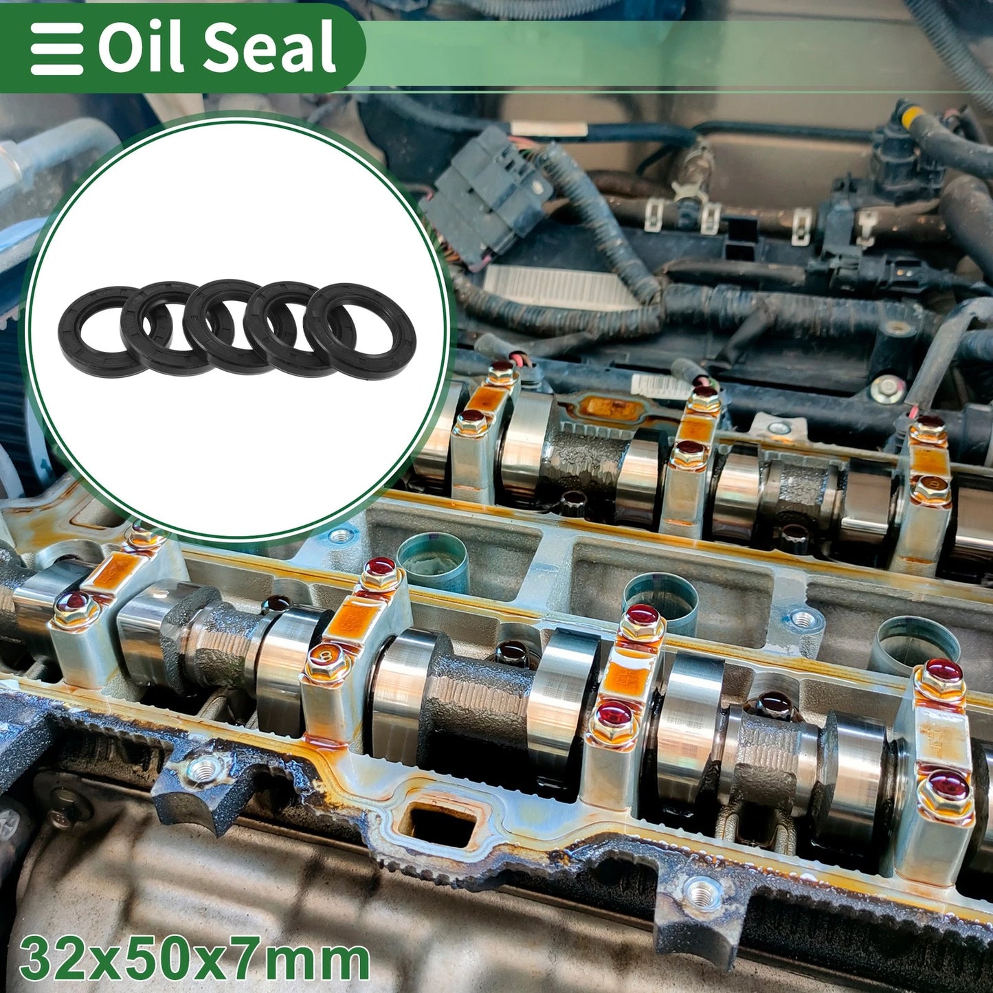 5 x Oil Seal Rotary Shaft Seal NBR Rubber 32x50x7mm Black