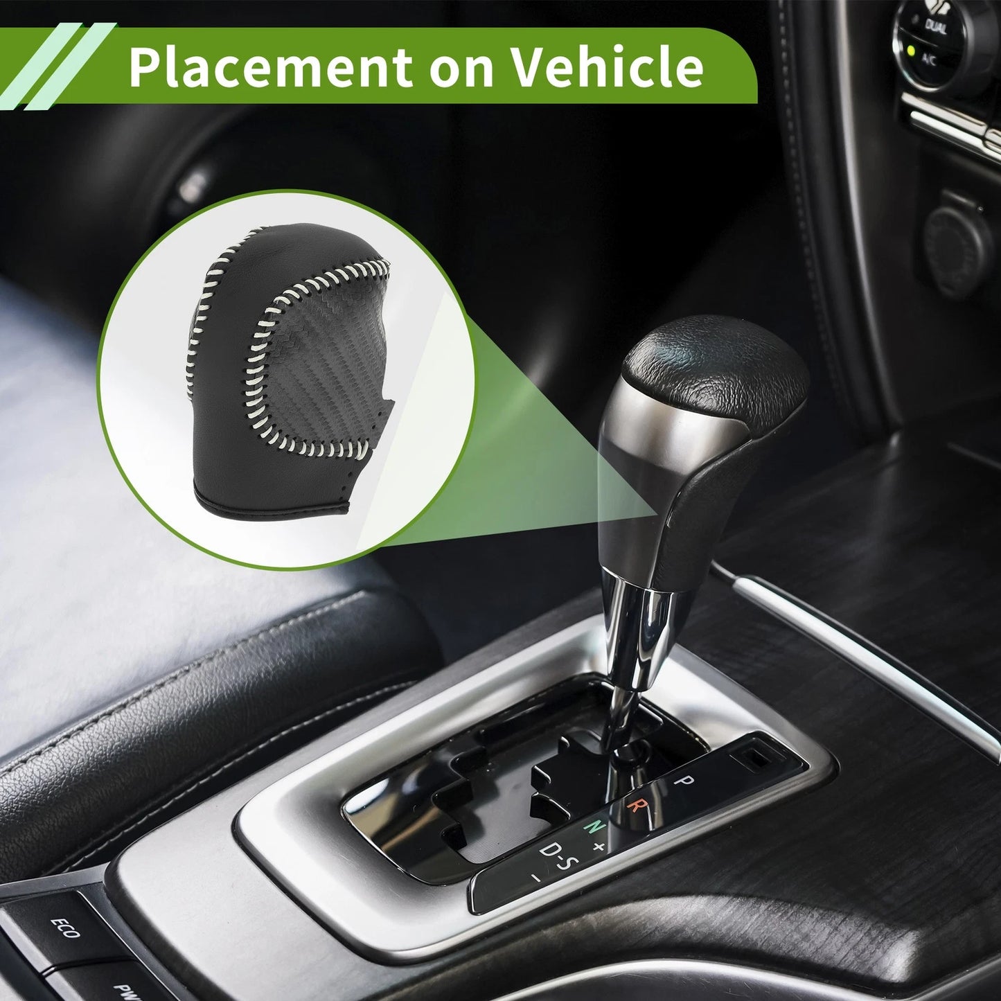 Black Carbon Fiber Gear Shift Knob Cover for Honda Civic