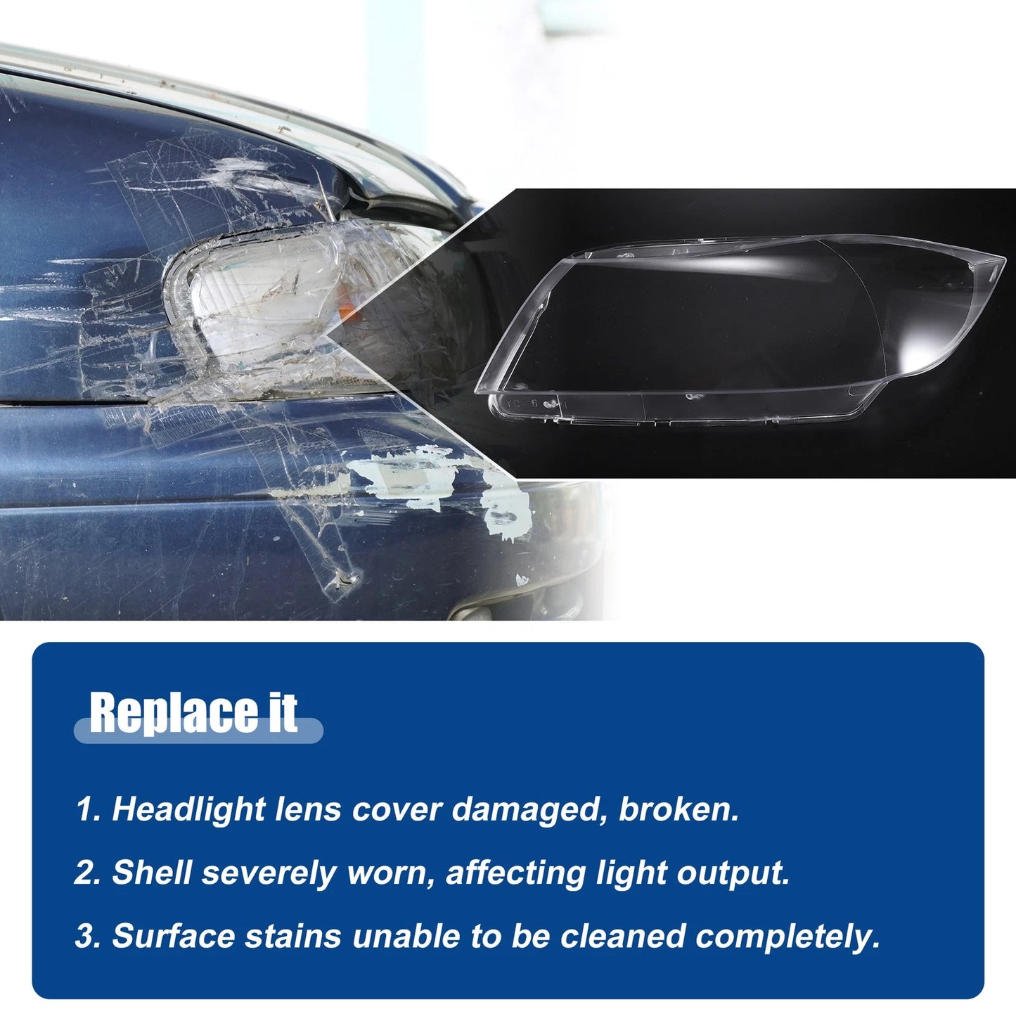 1 Pair Headlight Clear Lens Cover for BMW 3 E90 E91 (2005 - 2012)