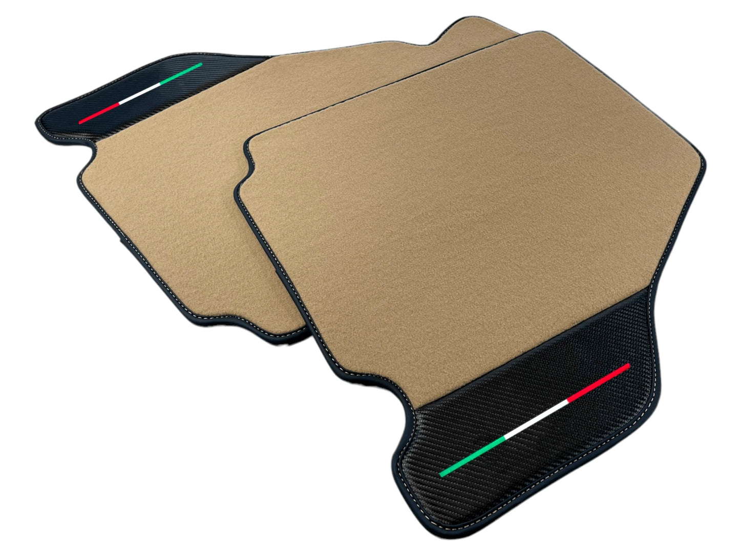 Beige Floor Mats for Ferrari F430 (2004-2009) - Carpet, Carbon Fiber, Leather