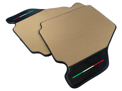 Beige Floor Mats for Ferrari F430 (2004-2009) - Carpet, Carbon Fiber, Leather
