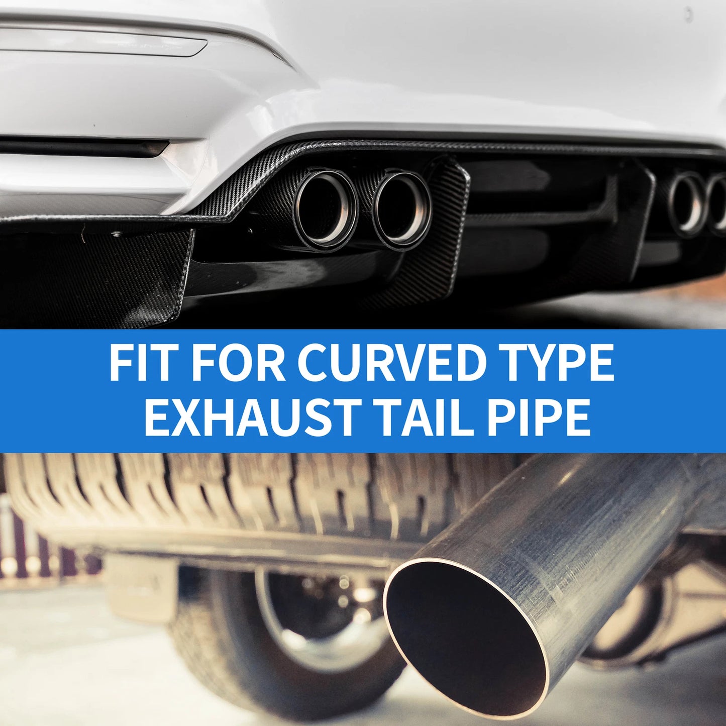 2 x 2.4" Square Curved Slant Cut Dual Exhaust Tips for Toyota Raize (2020-2023)
