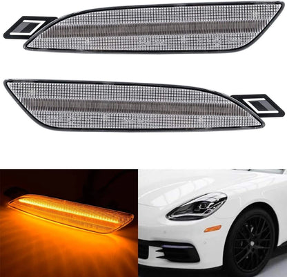 Amber LED Front Bumper Side Marker Light Clear Lens for Porsche Panamera (2014–2016)