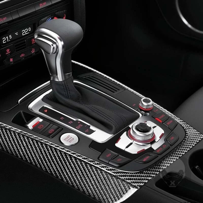 4pcs Carbon Fiber Center Console Gear Shift Cover Trim Fit For Audi A5 2009-2016