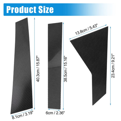 6 x Pillar Post Side Door Window Covers for Honda - Carbon Fiber Pattern