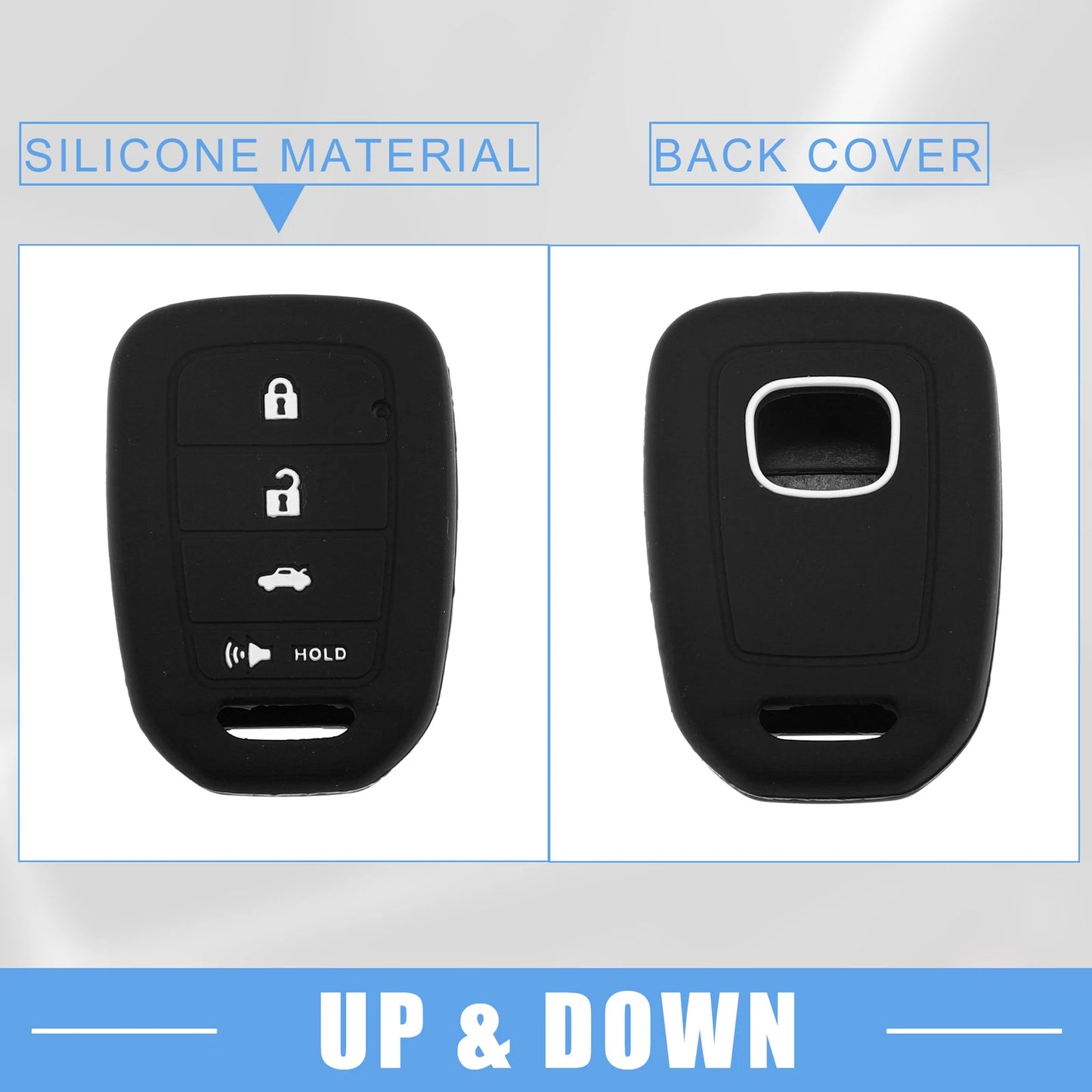 Smart Key Fob Cover Protector for Honda Civic Accord CR-V HR-V Black (2 x)