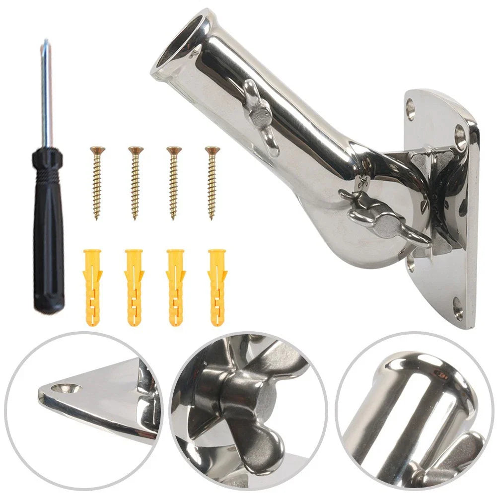 316 Stainless Steel Flag Pole Holder for Truck/RV/Boat/Yacht Heavy Duty