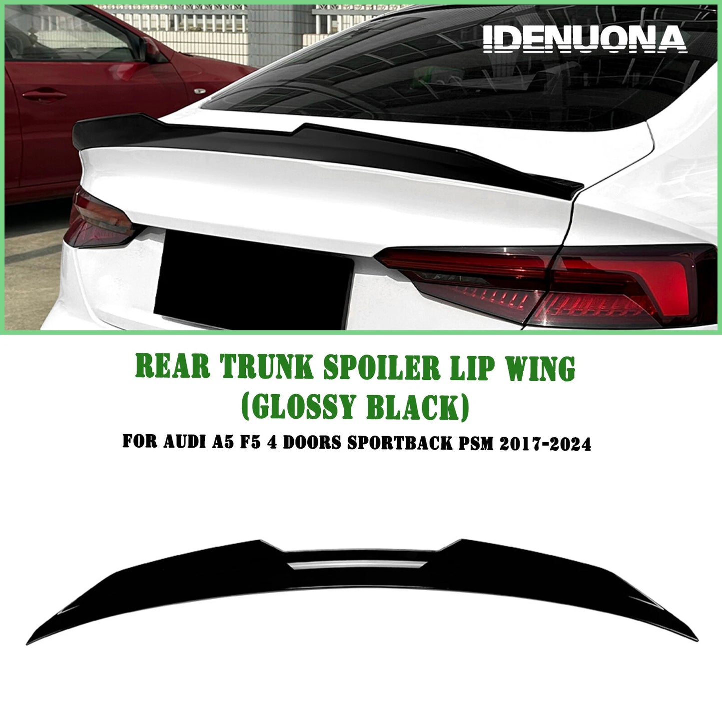 Gloss Black Rear Boot Spoiler Lip for Audi A5 Sportback (2017-2024)