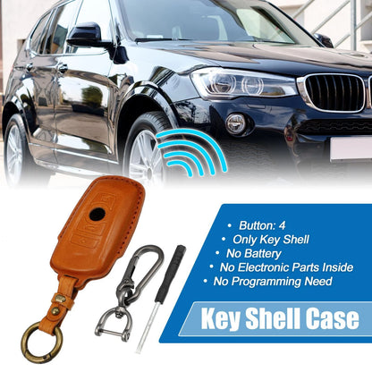 Car Remote Key Fob Case Cover 4 Button Protector Faux Leather for BMW