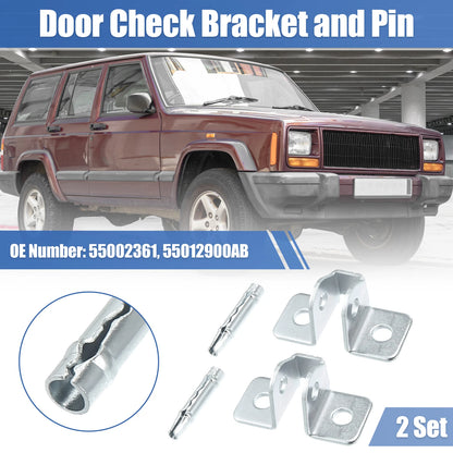 2 x Door Check Bracket & Pin for Jeep Cherokee (1984-2001)