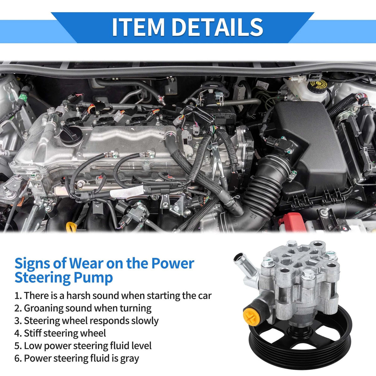 Power Steering Pump with Pulley for Toyota Land Cruiser, Lexus (2008-2021)