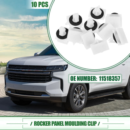 10 x White Rocker Panel Clips for Chevrolet Avalanche (2007 - 2013)