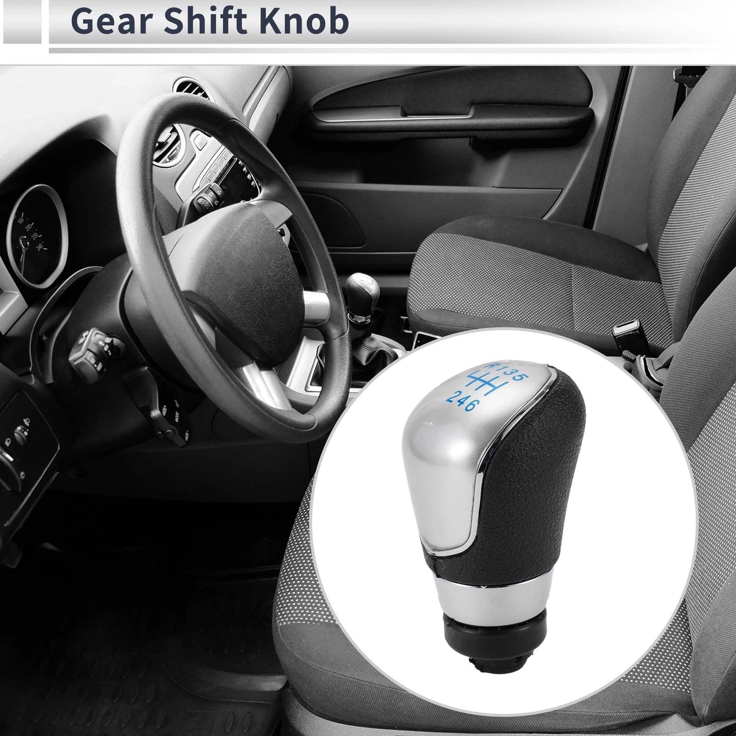6 Speed Shift Knob for Ford Focus MK2 FL (2008-2011) - Plastic Blue Black Silver