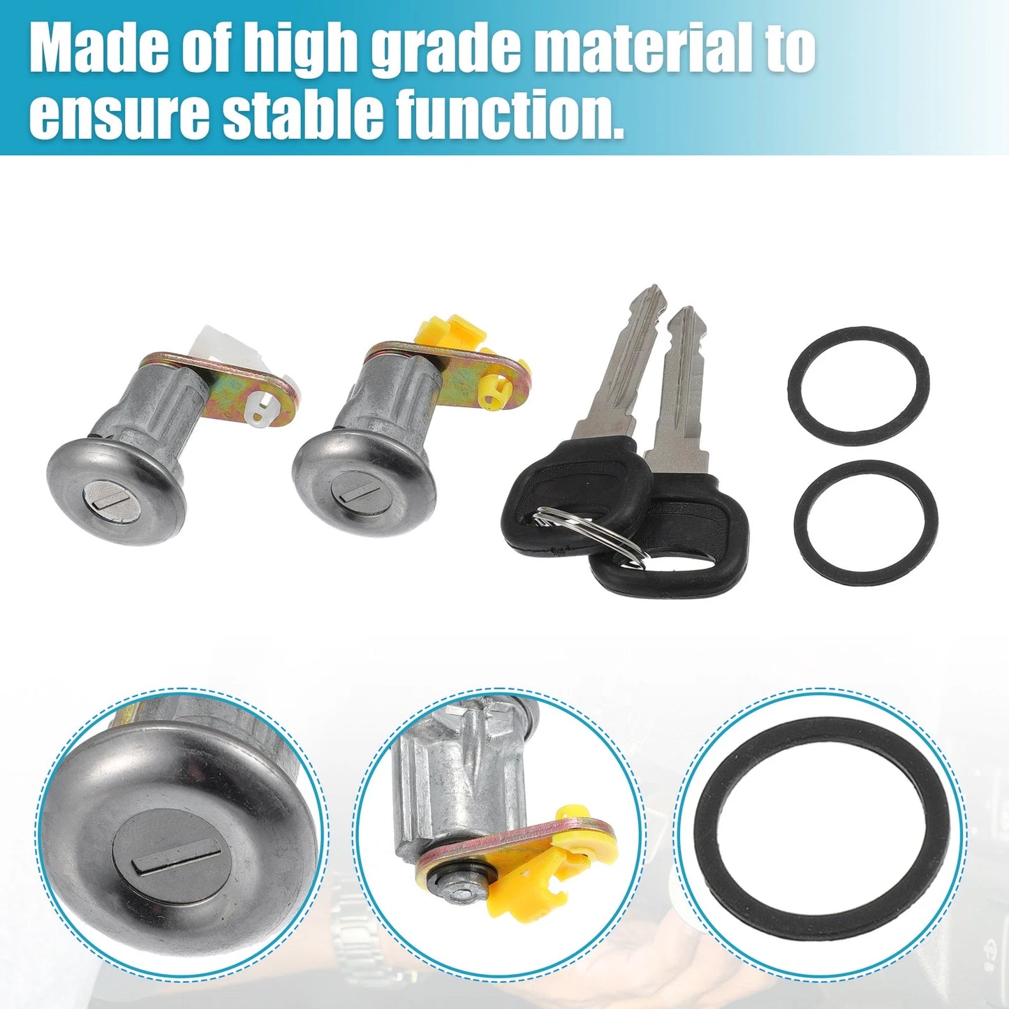 Door Lock Cylinder Replacement for Mazda B2200 (1986-1993) - 1 Set Silver Black