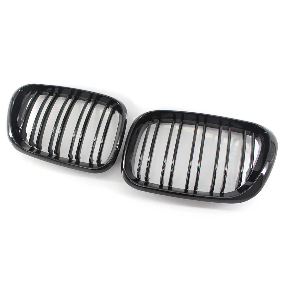 Gloss Black Dual Slat Bumper Grille Kidney Grill for BMW X5 (2000–2006)