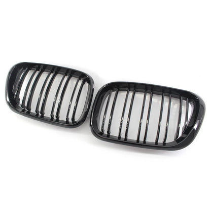 Gloss Black Dual Slat Bumper Grille Kidney Grill for BMW X5 (2000–2006)