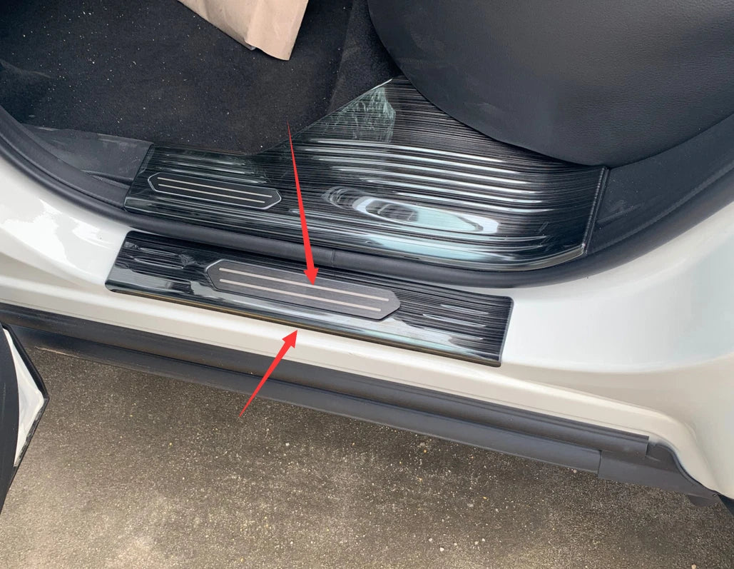 Black Outer Door Sill Scuff Plates Protector Covers for Nissan Rogue (2021-2023)