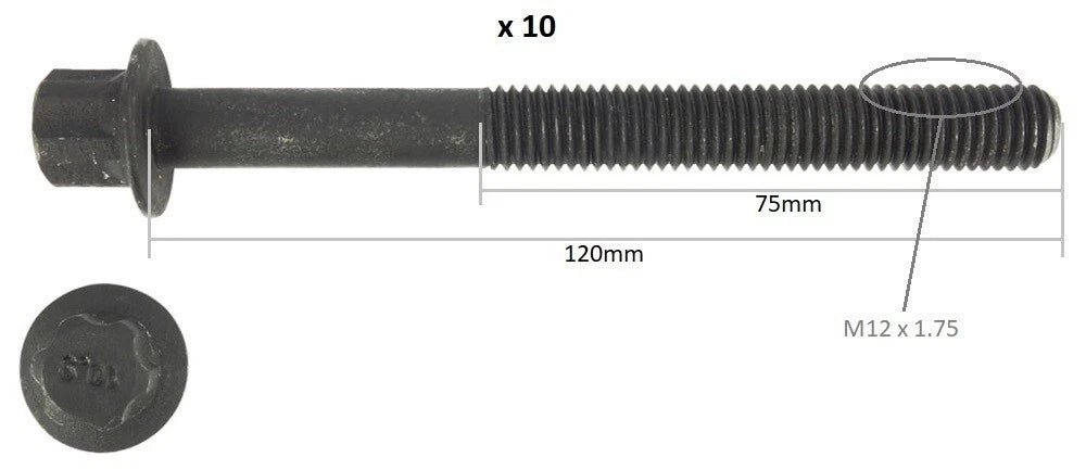 Cylinder Head Bolt Set for Nissan X-Trail XTRAIL T31 2.5L QR25DE (2004–2014)