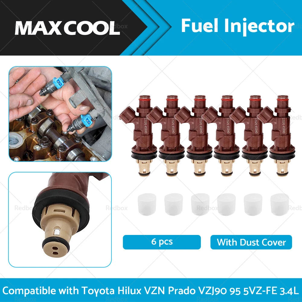 6PCS Fuel Injectors for Toyota Hilux Prado 5VZ-FE V6 3.4L (1996-2002)