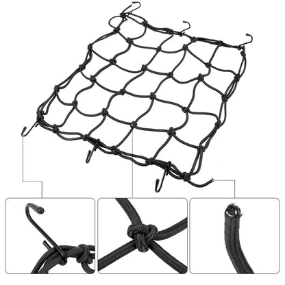 2 x 40x40cm Motorcycle Luggage Cargo Net Storage Bag Thicken Elastic Rope Black