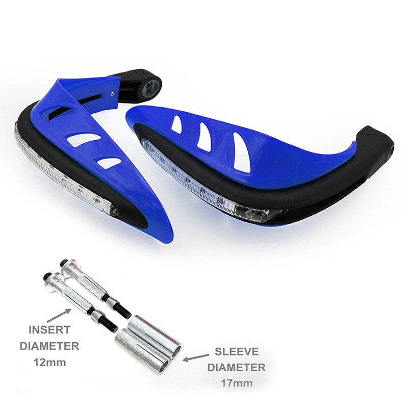 Universal Blue Motorcycle Handguards with LED Lights for Dirt Bikes & ATVs