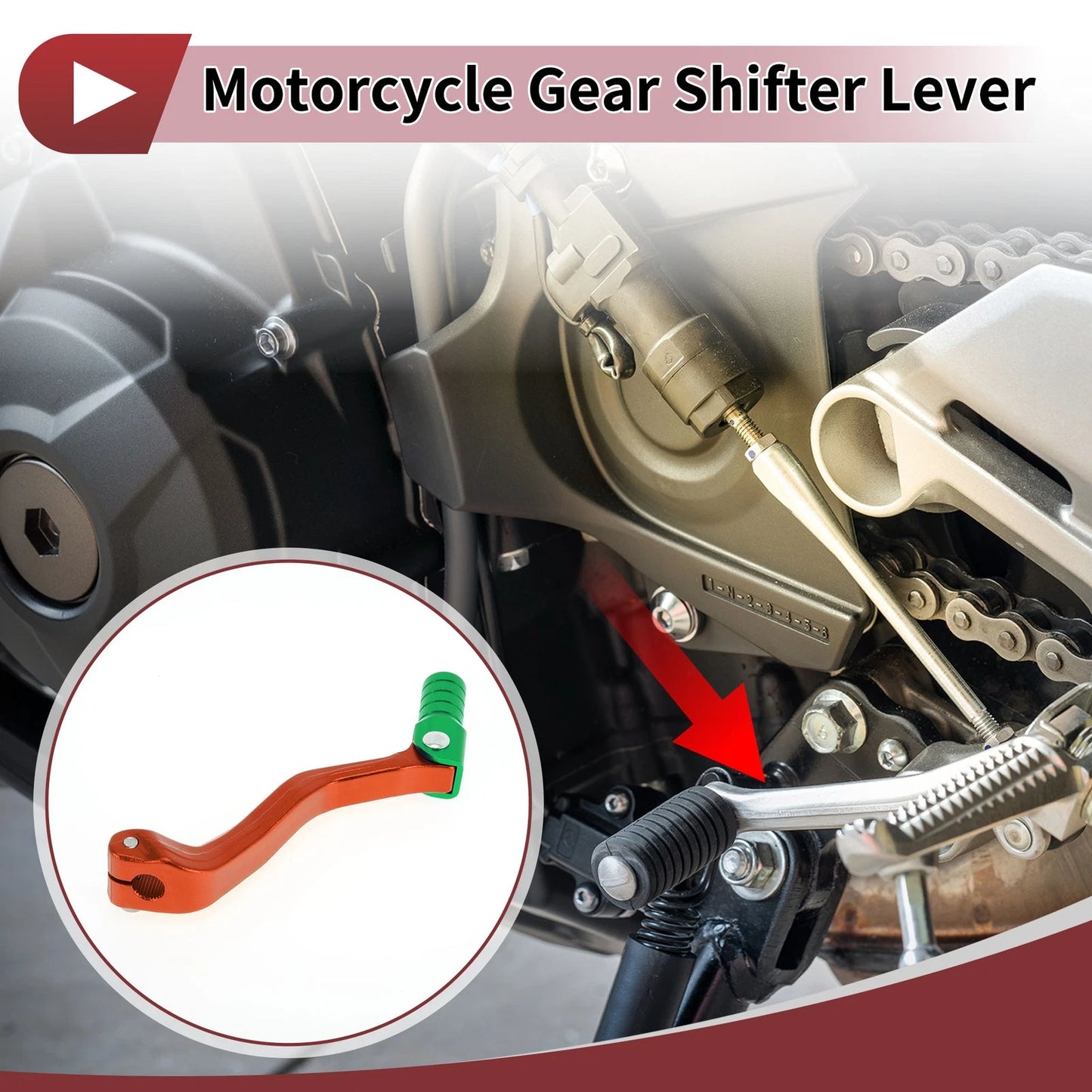 Folding Motorcycle Gear Shifter Lever for Bosuer M4 Orange Lever Green Head