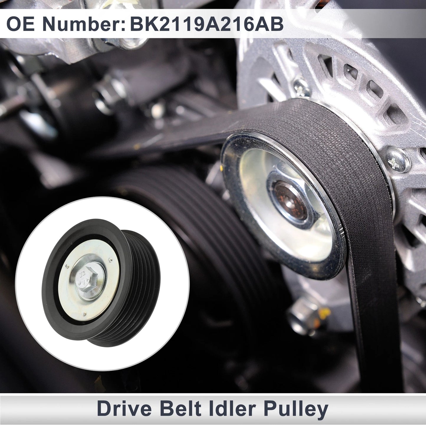 Drive Belt Idler Pulley for Ford Transit (2012-2024) - Black 1 Pc