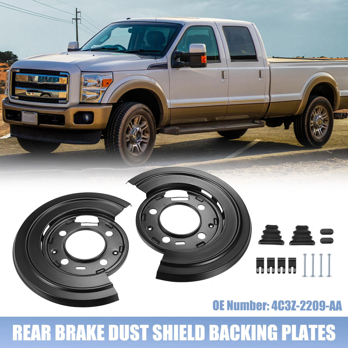 Rear Brake Dust Shield Backing Plates for Ford F250 Super Duty (1999-2010)