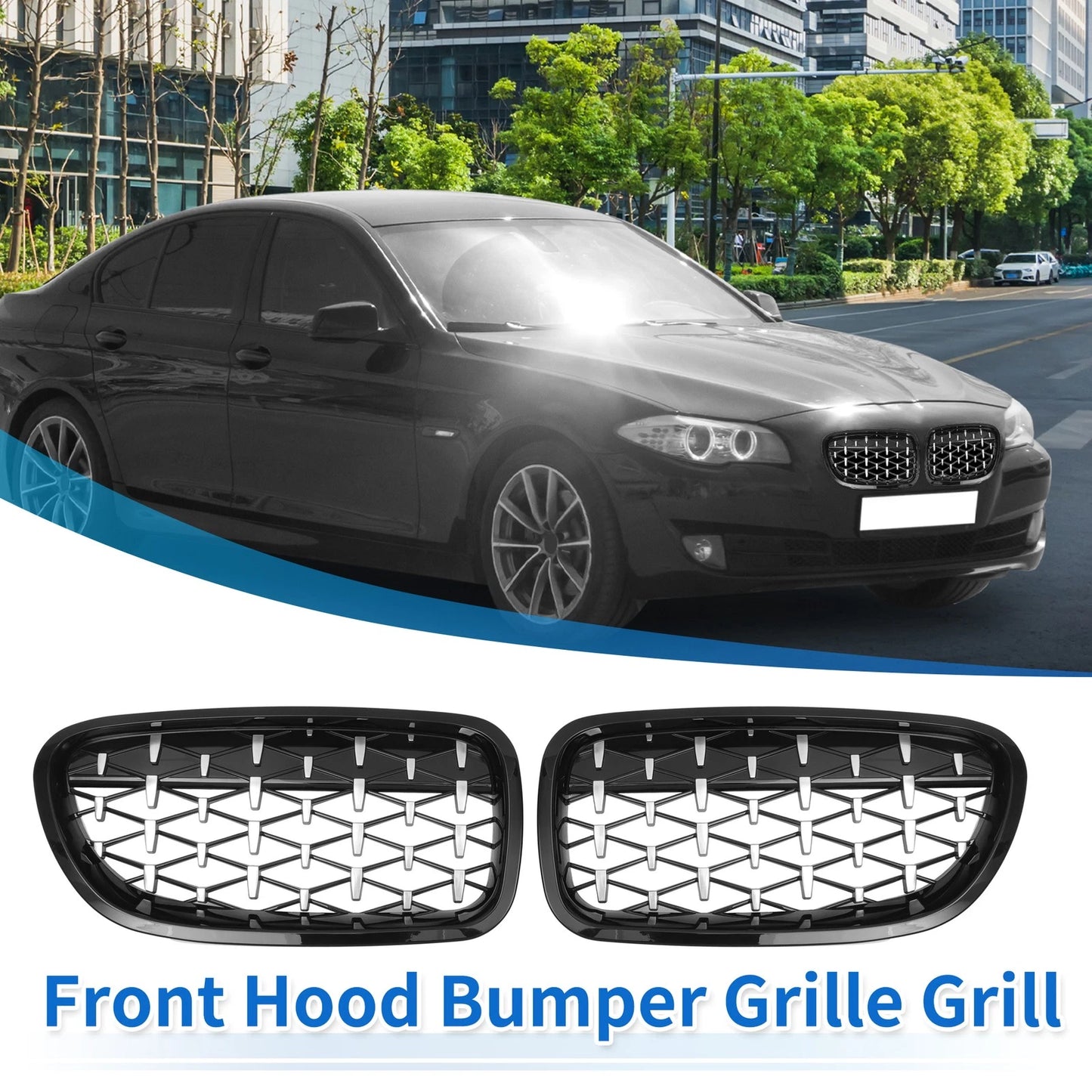 Front Hood Bumper Grille for BMW 528i 535i 550i xDrive F10 (2011-2017)