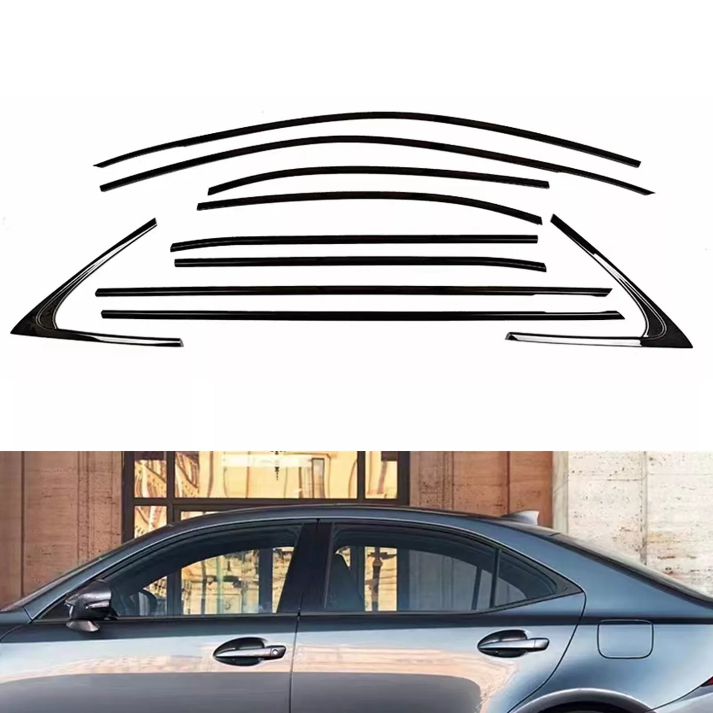Black Window Trim Strip Cover for LEXUS IS300 (2016-2020)