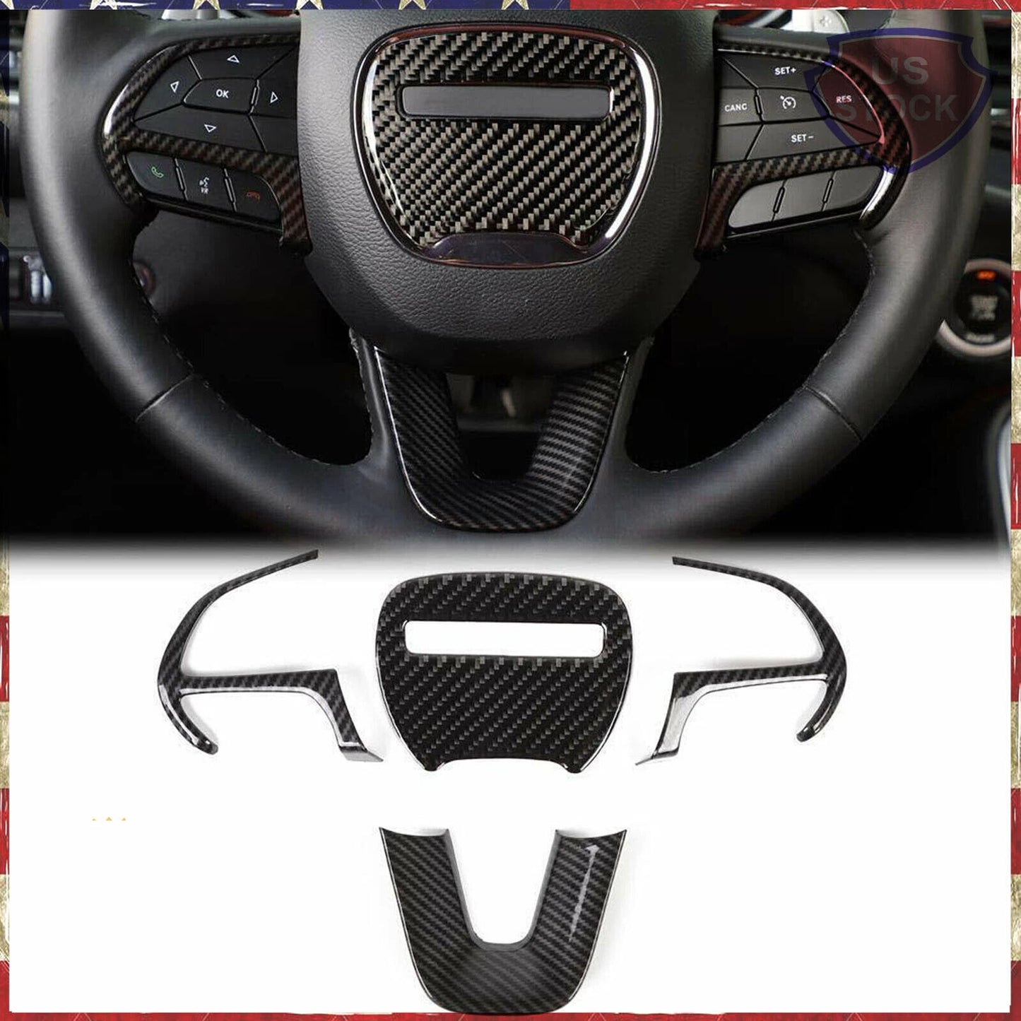 Steering Wheel Cover Trim for Dodge Challenger Charger (2015-2023)