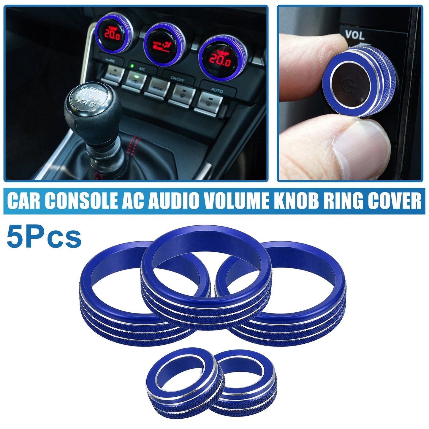 AC Audio Volume Knob Cover Set of 5 for Subaru BRZ GR86 2022 Blue