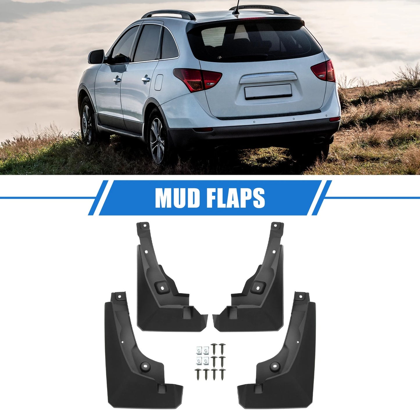 Car Mud Flaps Kit for Toyota RAV4 2019-2023 Black Front & Rear Splash Guards