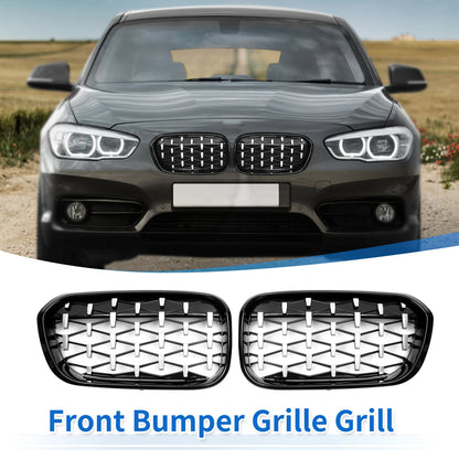 Front Upper Bumper Grille for BMW 1 Series (2012-2019) - Chrome Silver Tone
