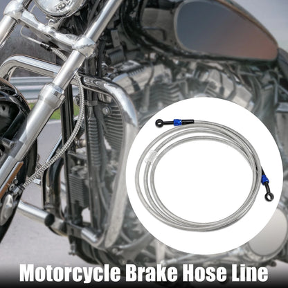 28 90 Degree Brake Hose Motorcycle Braided Line Tube 220cm Silver Tone