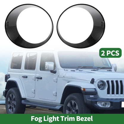 2 x Car Headlight Trim Bezels for Jeep Wrangler (2024) ABS Carbon Fiber Black