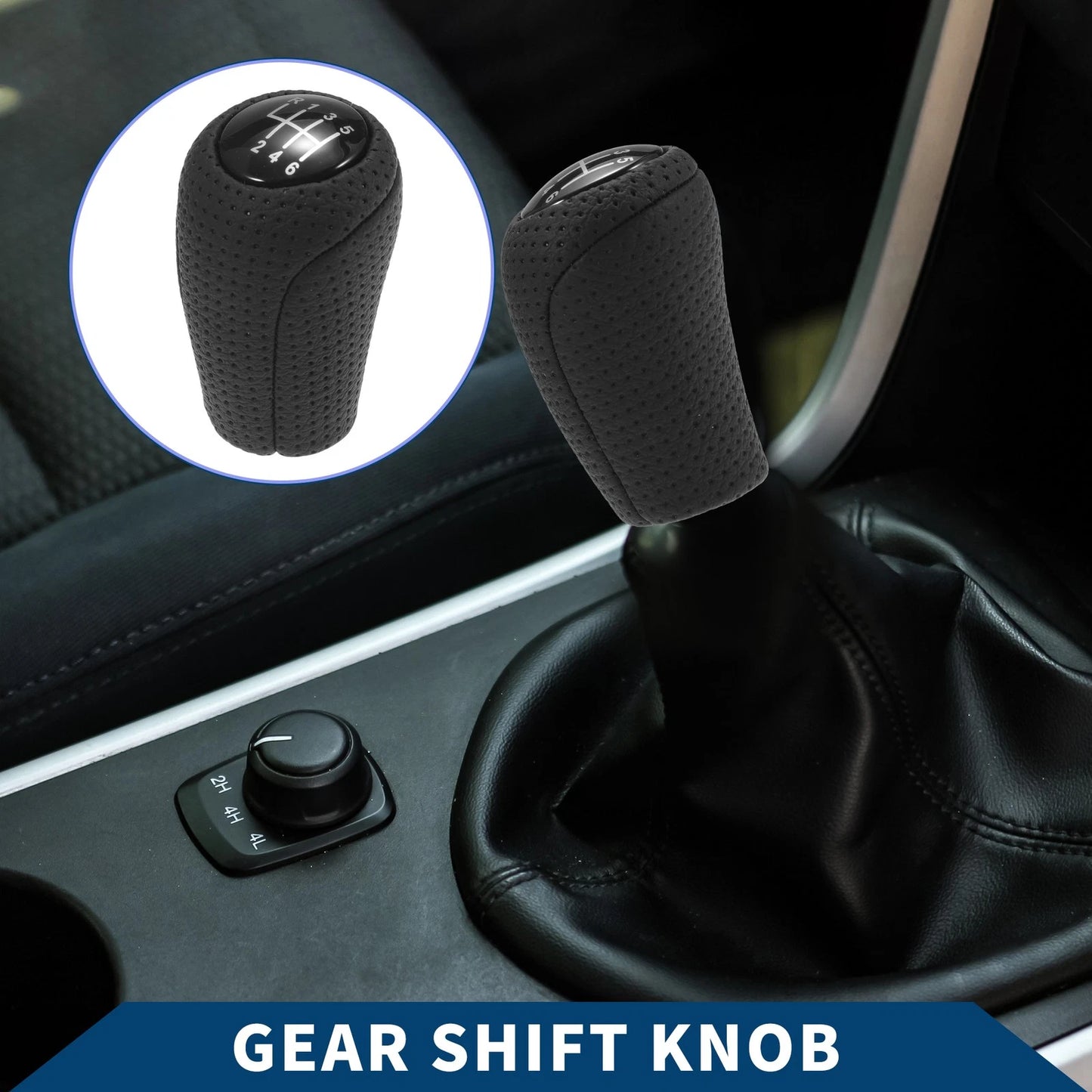 6 Speed Manual Gear Shift Knob for Mazda 5 (2012-2015) Black Faux Leather
