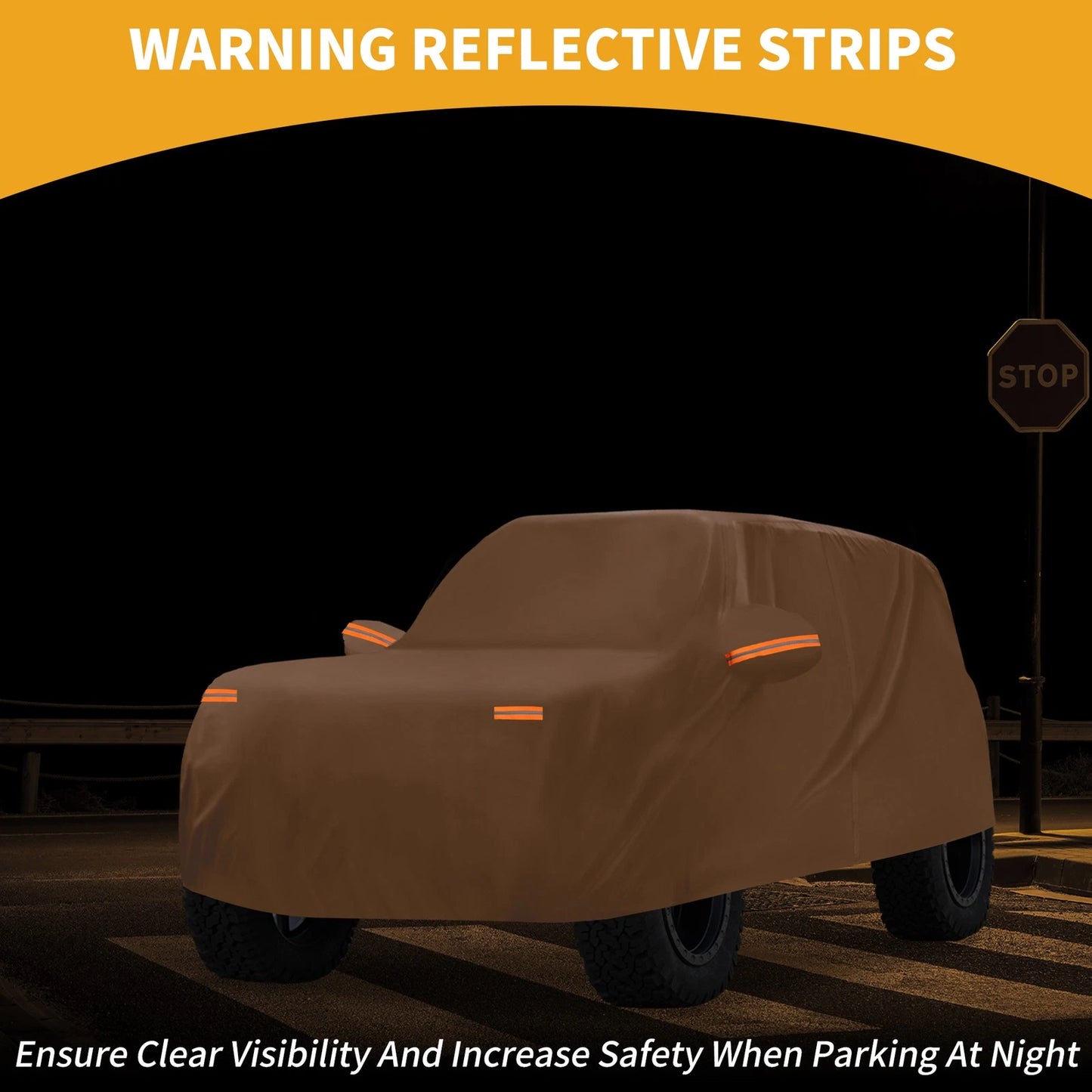 Waterproof All Weather Car Cover for Ford Bronco 2DR Orange 210D-PU (2021-2023)