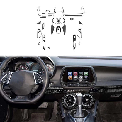 34Pcs Soft Carbon Fiber Full Interior Kit Cover Trim For Chevrolet Camaro 16-22