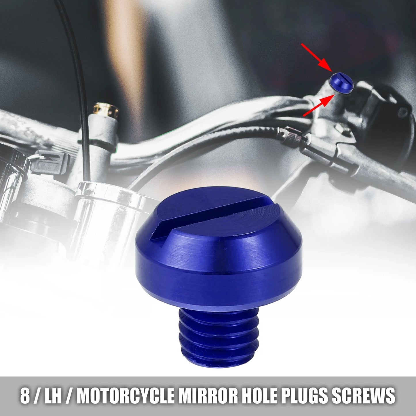 M8 Mirror Hole Plugs Screws Caps for Universal Motorcycle Blue