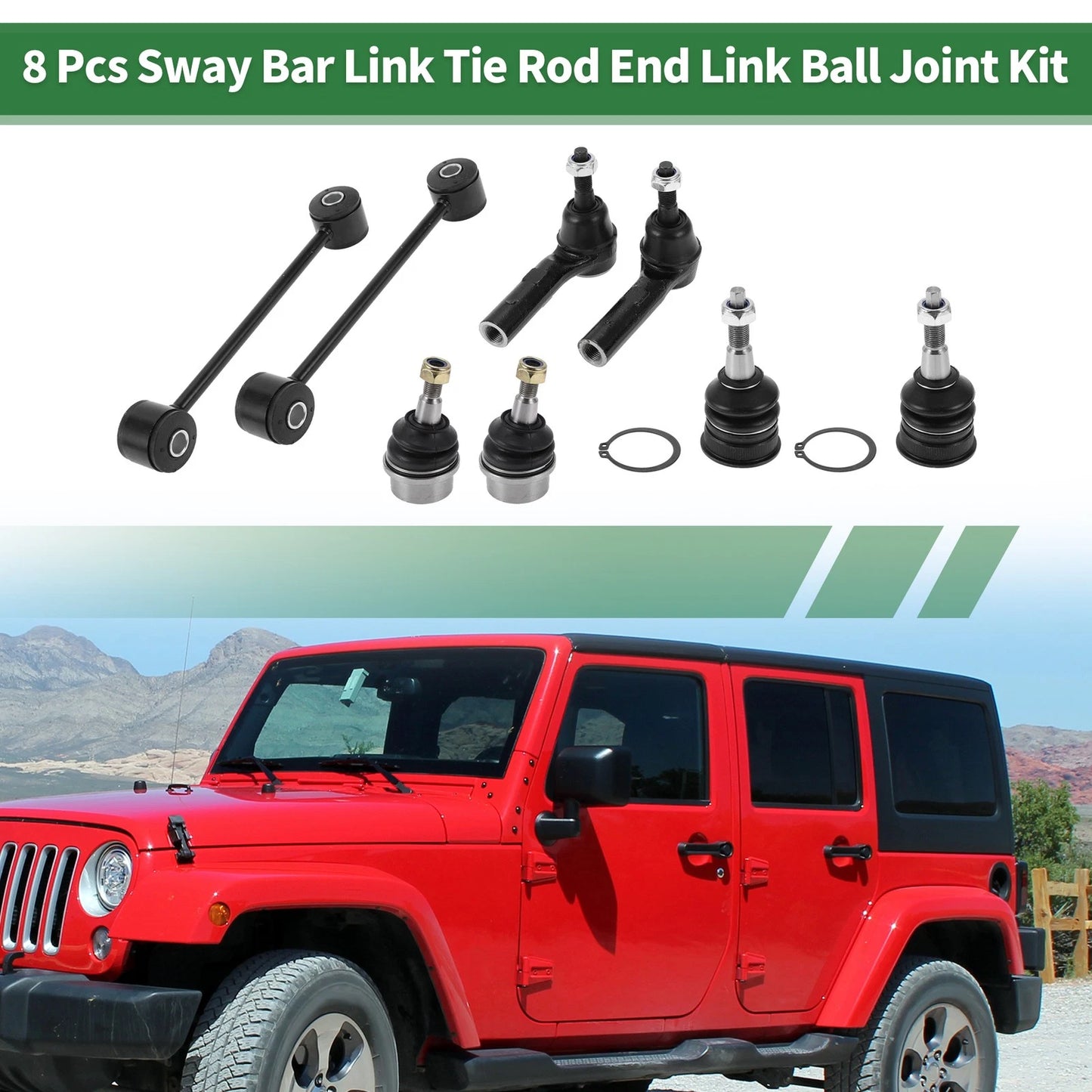 8pcs Front Suspension Kit Outer Tie Rod Ends for Jeep Grand Cherokee (1999-2004)