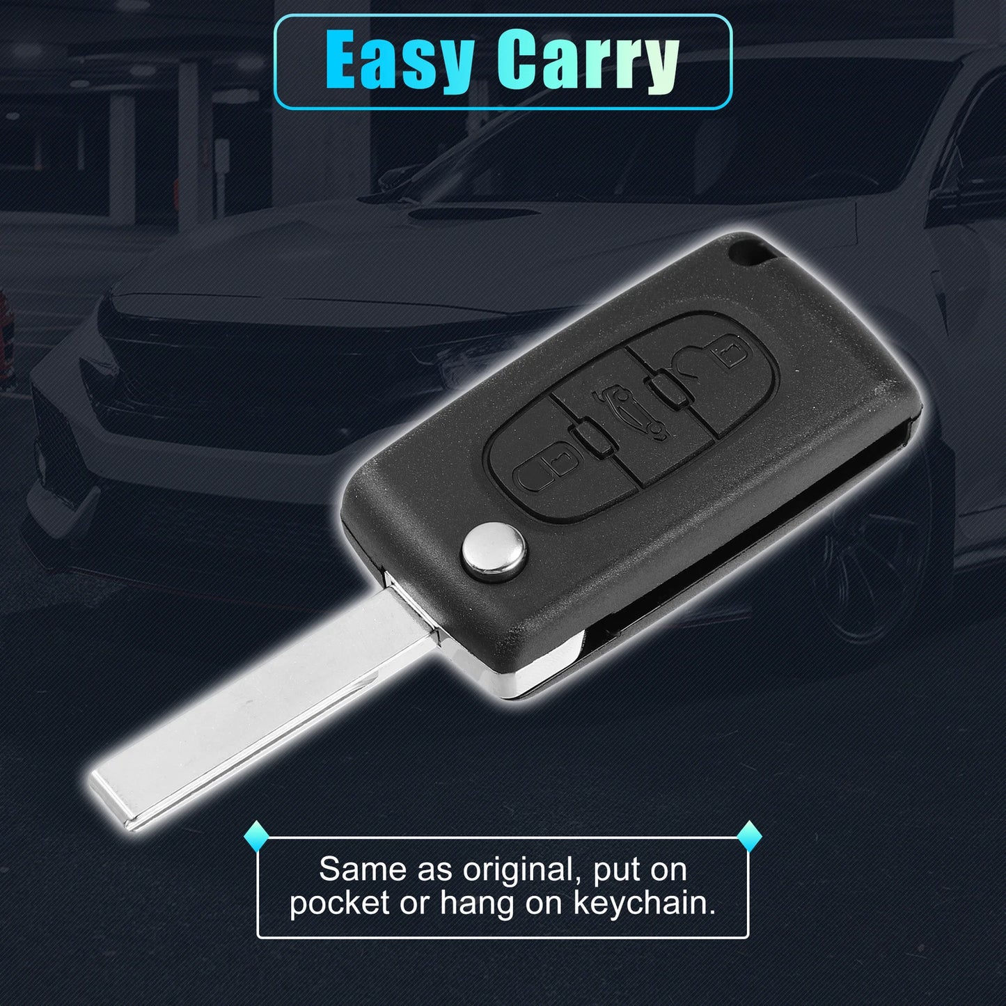 3 Button Keyless Entry Remote Key Shell for Citroen C2, Peugeot (2003-2010)