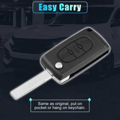 3 Button Keyless Entry Remote Key Shell for Citroen C2, Peugeot (2003-2010)