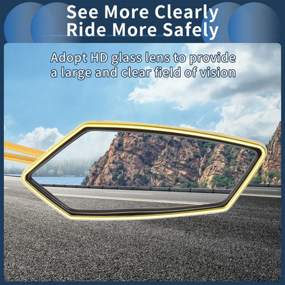 Rear View Mirrors 2 x M8/M10 for Motorcycle Light Yellow Gold Tone